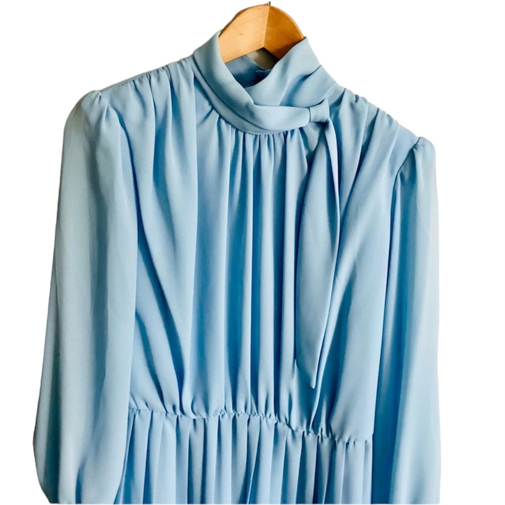 Vintage | D'Allairds Cocktail Semi-Sheer Midi Dress Pleated Classic Size S/M - Picture 6 of 14